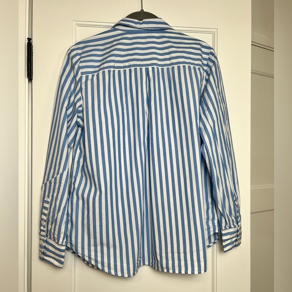 Boden Blue Striped Straight Cotton Button Down (12P) - Picture 3 of 4